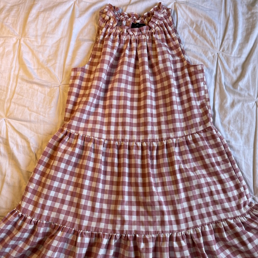 pink plaid dress || womens xs